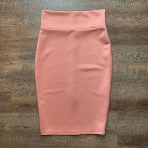 Revamped | Coral Pink Midi Pencil Skirt